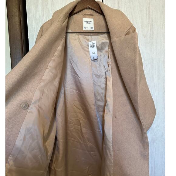 Abercrombie & Fitch Short Wool Blend Light Tan Coat Size XL Petite - Picture 5 of 7